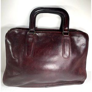 Coach Bonnie Cashin Slim Maroon Leather Briefcase- Made in NYC, USA - Distressed